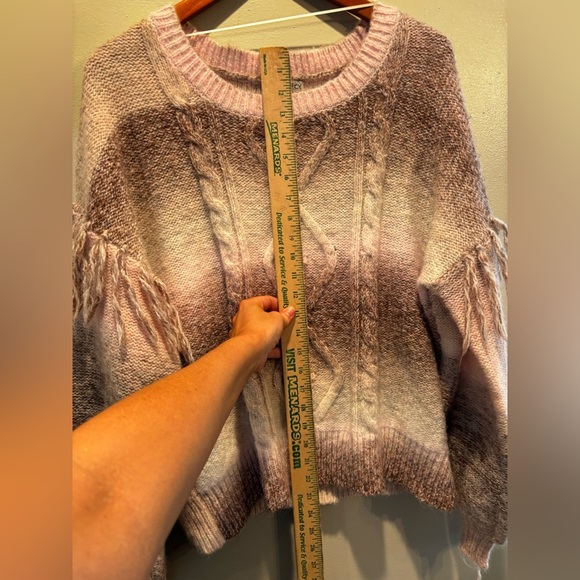 FRYE & CO  Brown and Cream Women's Sweater cozy soft warm XL fringe western - Picture 7 of 13